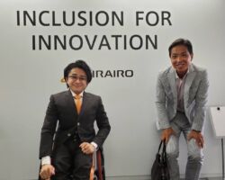 ミライロの垣内社長と。障がい者向け情報プラットフォーム構築での業務提携を視野に入れています。